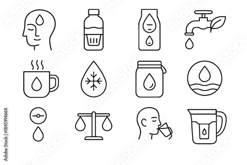 Water vector cup balanced icon emblem pouch refill flow mindful reusable