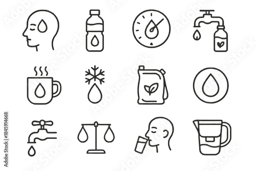 Regulator hydration icon jug mindful minimal emblem water vector symbol chilled mindfulness