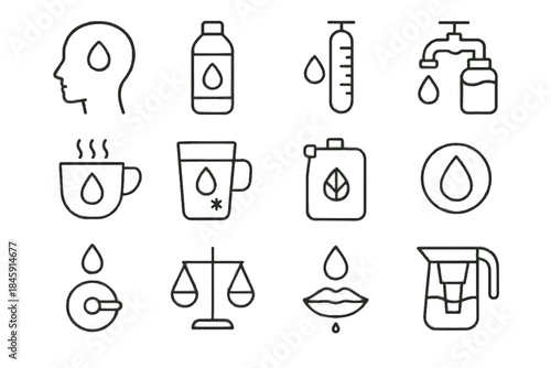 Minimal measurement icon icons emblem hydration vector mindful water mindfulness refill jug