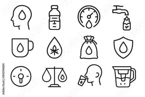Tap flow cue hydration water vector icons indicator measurement regulator icon mindful