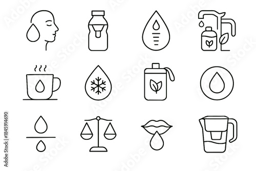 Icons icon filtered water emblem pouch hydration mindful vector droplet chilled bottle