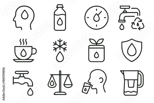 Tap morning water indicator emblem balanced symbol eco icon mindful vector