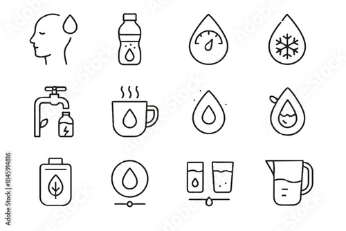 Water icons icon refill clean levels mindful vector eco hydration indicator filtered