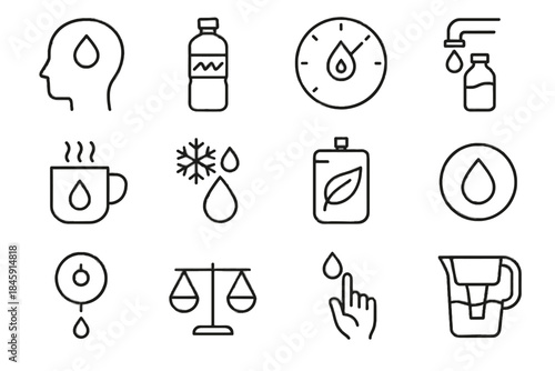 Tap vector eco indicator icon mindful water droplet measurement hydration clean