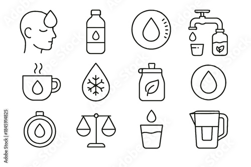 Balanced icons icon hydration mindfulness water vector cue mindful droplet eco morning