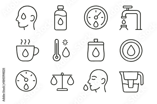 Pouch mindful tap indicator icons bottle levels water reusable vector gauge icon