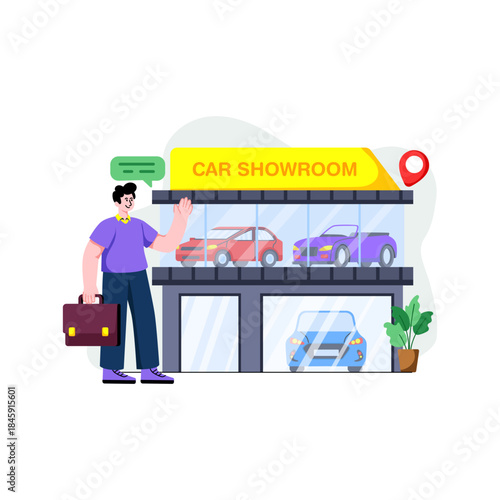Premium download illustration of car showroom