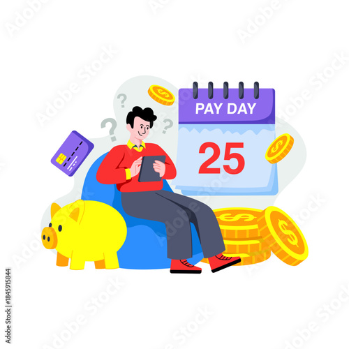 A colored design illustration of salary payment checking