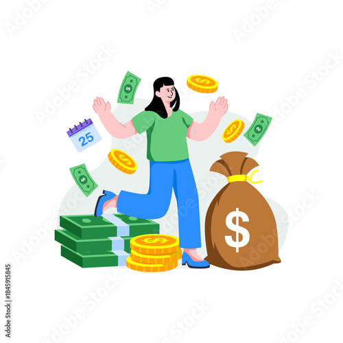 Trendy design illustration of female earnings
