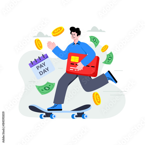 Editable design illustration of getting payment