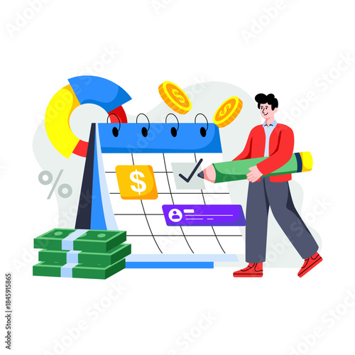 Premium download illustration of income plan