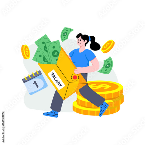 Modern design illustration of receiving salary