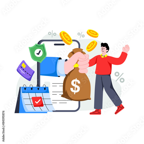 A colored design illustration of monthly wage