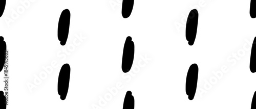 Black oval dash shapes in seamless vertical rhythm. Minimal polka background with modern design. Vector illustration on an isolated background.