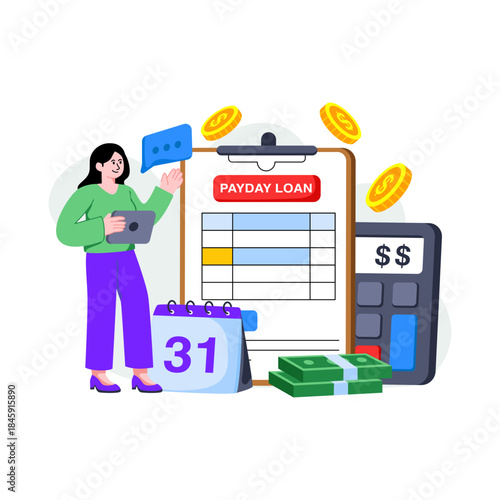 Trendy design illustration of payday loan