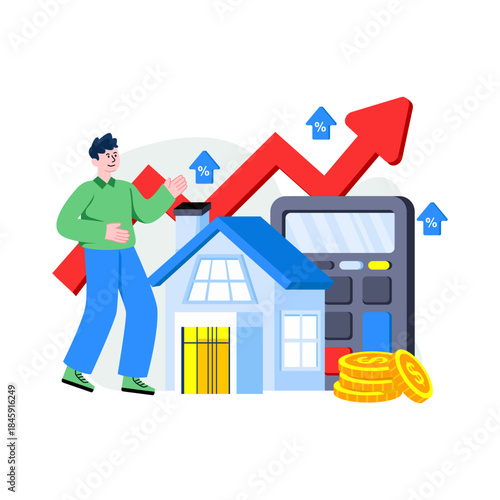 A premium design illustration of property valuation growth