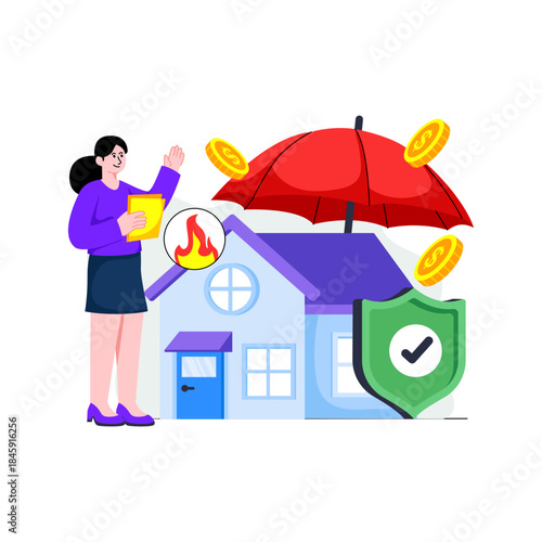 Editable design illustration of home insurance