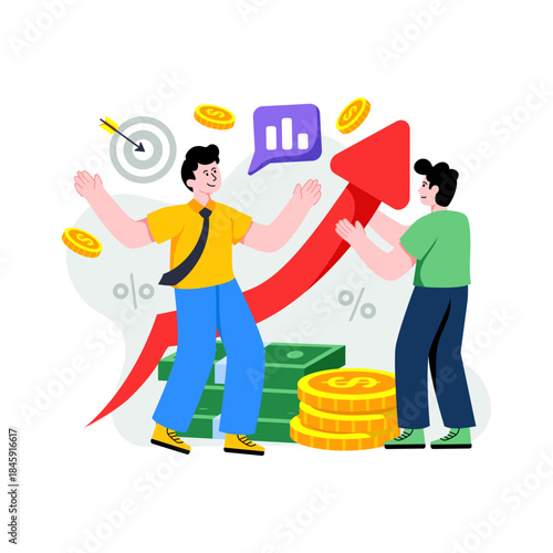 Editable design illustration of profit growth