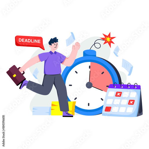 A unique design illustration of deadline not meet