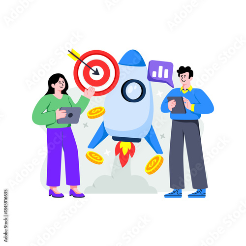 A unique design illustration of startup target