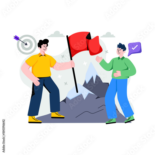 A beautiful design illustration of mission accomplished