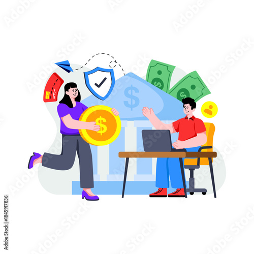 Trendy design illustration of secure banking service