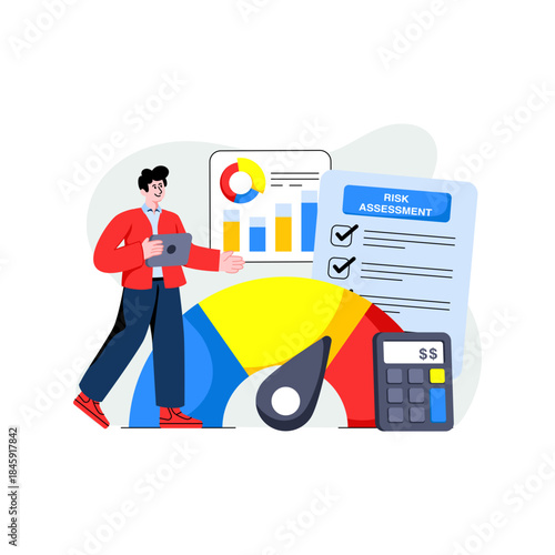 An eye catching design illustration of risk assessment