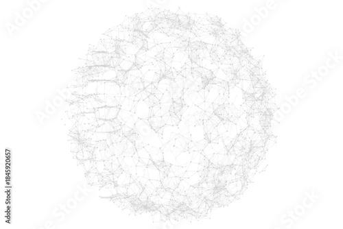 Abstract Plexus sphere or circle. Dots connected by lines. Technology abstract background. Minimalist mesh backdrop. Abstract polygonal shape.