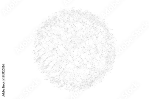 Abstract Plexus sphere or circle. Dots connected by lines. Technology abstract background. Minimalist mesh backdrop. Abstract polygonal shape.