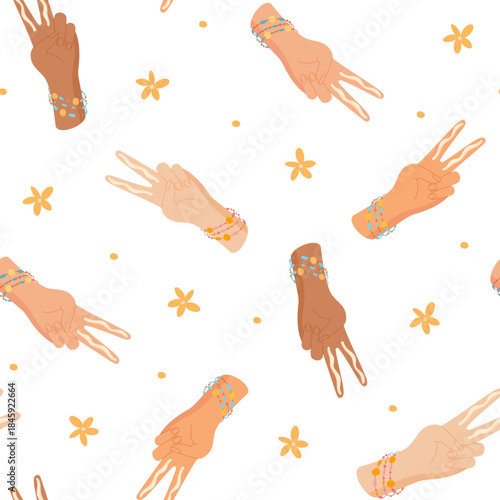 Sunscreen two finger rule seamless flat pattern, womans hand shape for sun protection and spf sunblock cream pattern. Skin and body care background, cosmetic summer product, health sun cream, seamless