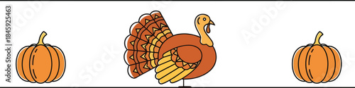 Cartoon Turkey with Colorful Plumage Illustration.
