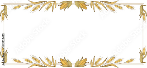 Decorative golden leaf border frame for elegant designs.