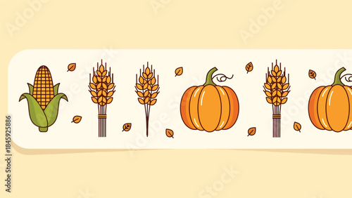 Pumpkins Harvest Elements Illustration Autumn Pattern.