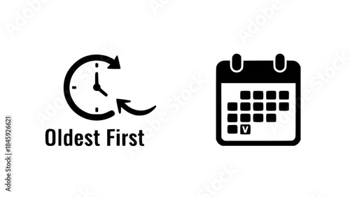 Clock icon signifies past with the calendar icon representing future dates in the schedule illustration