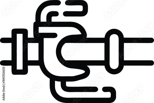 Plumbing sewer pipe drain trap line art icon representing water infrastructure and maintenance services concept