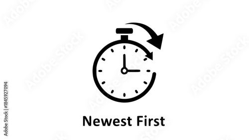Stopwatch icon cycles counterclockwise depicting time management concept on white background signifying sorting order detail
