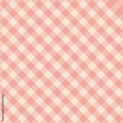 Soft Pink Gingham Checkered Seamless Pattern Background