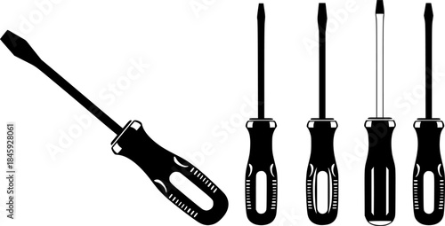  Screwdriver silhouettes, Screwdrivers vector