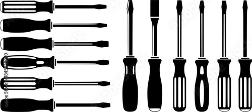  Screwdriver silhouettes, Screwdrivers vector
