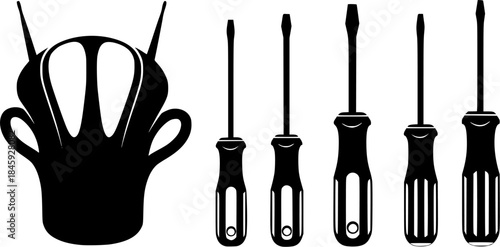  Screwdriver silhouettes, Screwdrivers vector