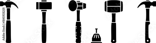 Hammer Silhouettes, Hammer silhouette set, Hammer, Hammer tools vector