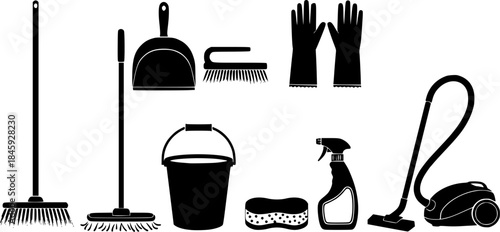 Cleaning tools silhouette, Cleaning tools equipment, Cleaning tools 