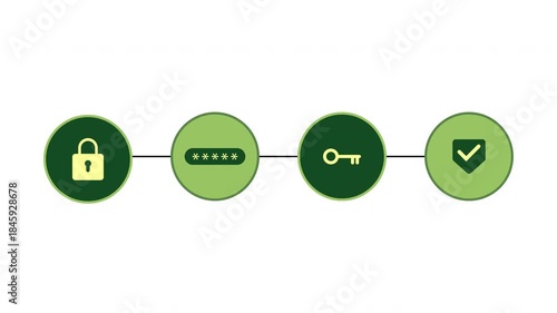 2FA Security Access Concept 2D Animation 4K – Password and Key Authentication Interface