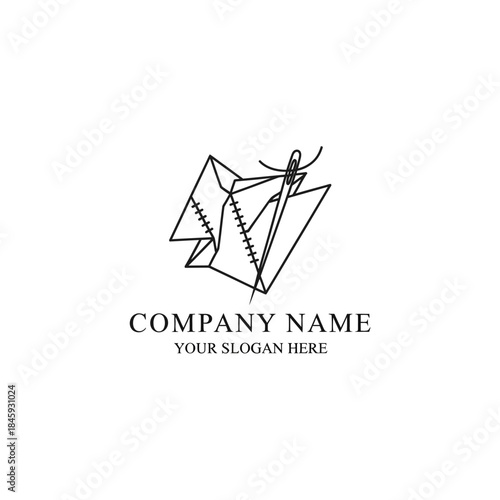 Minimalist Sewing Needle and Fabric Logo Design.