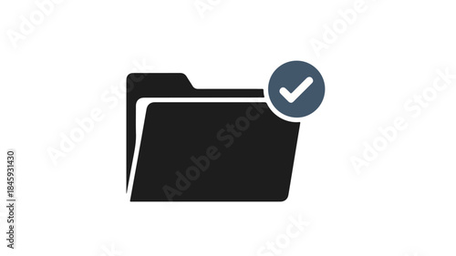 Simple black icon of two stacked files with a checkmark on a white background.