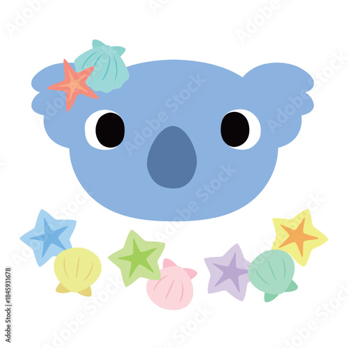 可愛いコアラのマーク　夏の貝殻