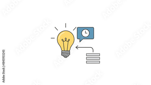 Idea generation and time management concept illustration.