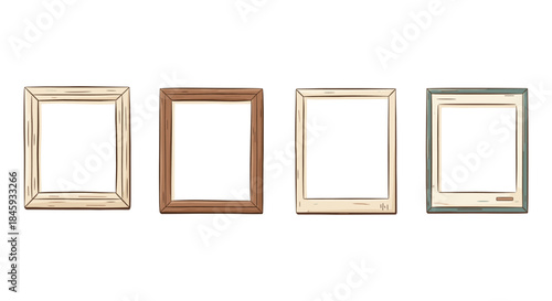 Collection of four hand-drawn picture frames with blank white spaces
