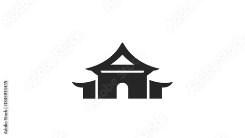 Traditional Asian Temple Architecture Icon Symbol.