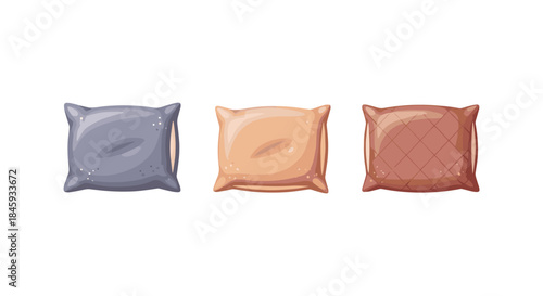 Three different cartoon pillows arranged side by side on a white background